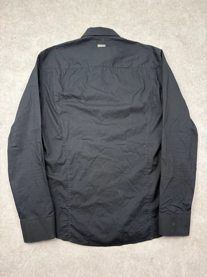 2000s Dirk Bikkembergs Black Mesh Hybrid Military Shirt RqGAEbc 6