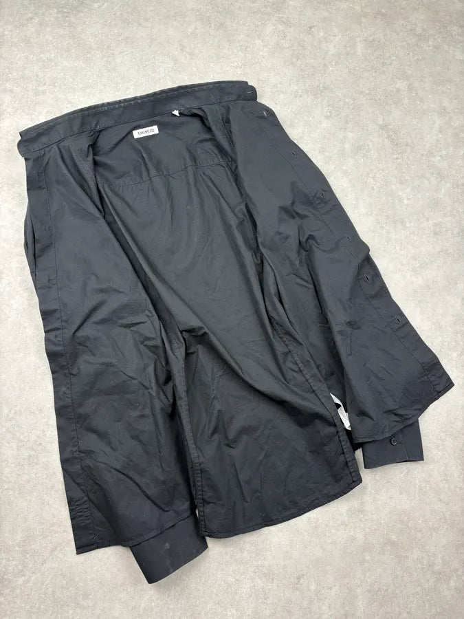 2000s Dirk Bikkembergs Black Mesh Hybrid Military Shirt RqGAEbc 7