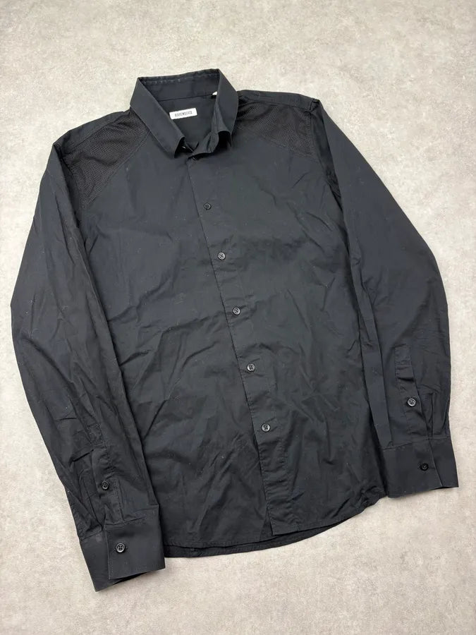 2000s Dirk Bikkembergs Black Mesh Hybrid Military Shirt RqGAEbc 3