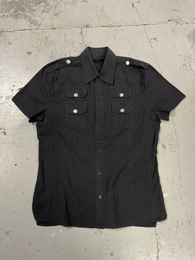 2000s Dirk Bikkembergs Black Short Sleeves Cargo Shirt uZYzKMF 0