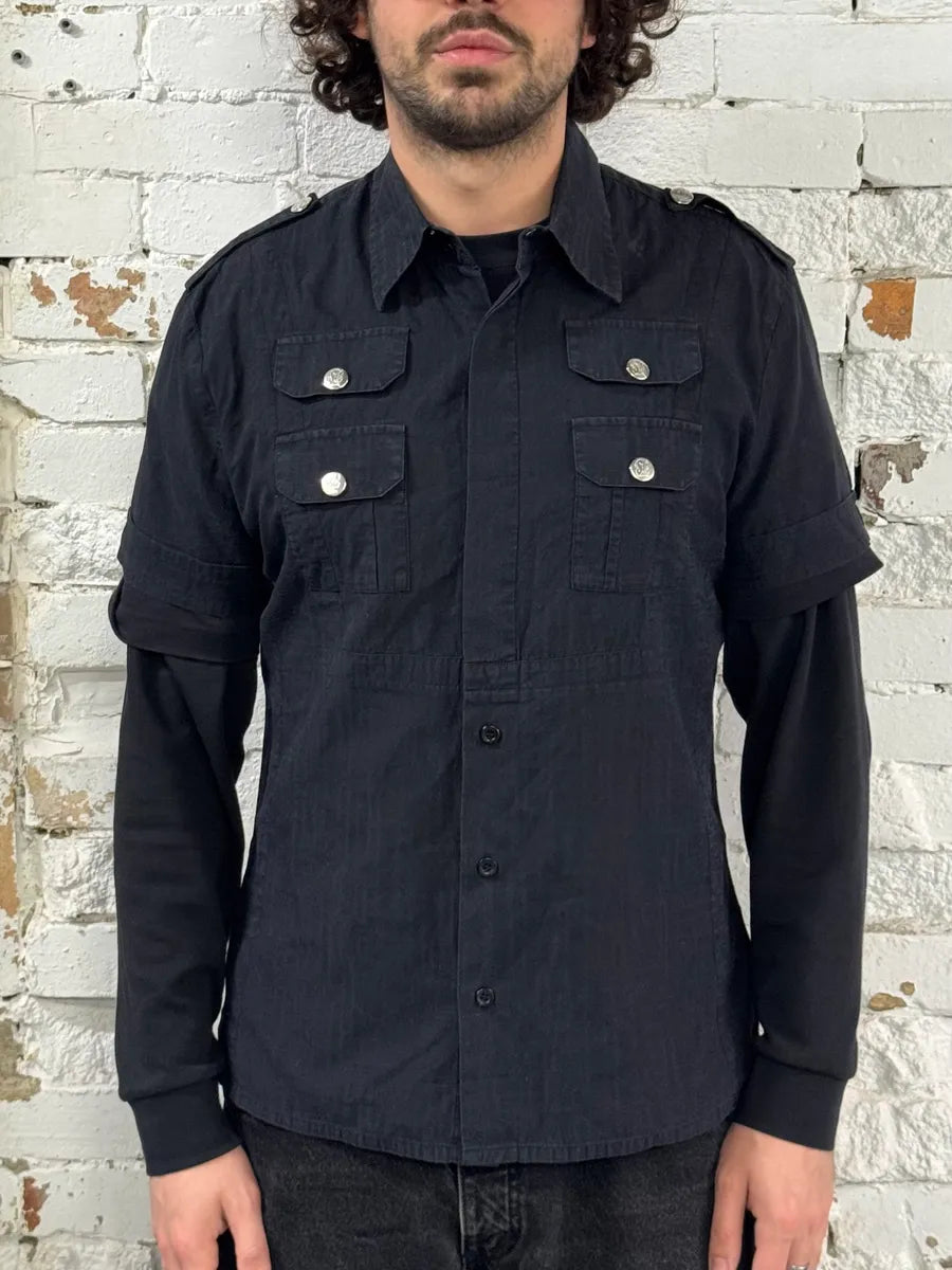 2000s Dirk Bikkembergs Black Short Sleeves Cargo Shirt uZYzKMF 1