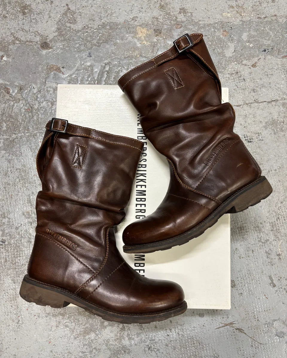 2000s Dirk Bikkembergs Brown Ankle Leather Boots WgEBaTY 0