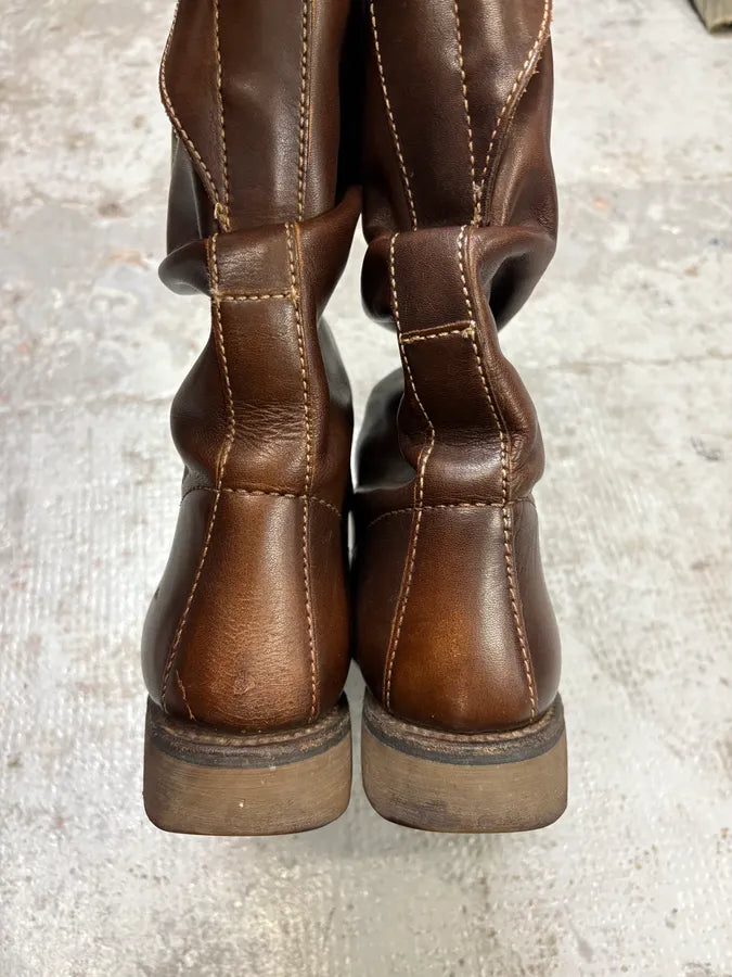 2000s Dirk Bikkembergs Brown Ankle Leather Boots WgEBaTY 3