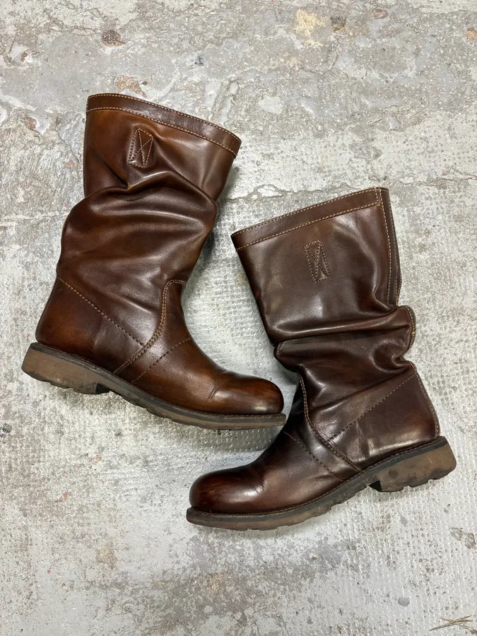 2000s Dirk Bikkembergs Brown Ankle Leather Boots WgEBaTY 2