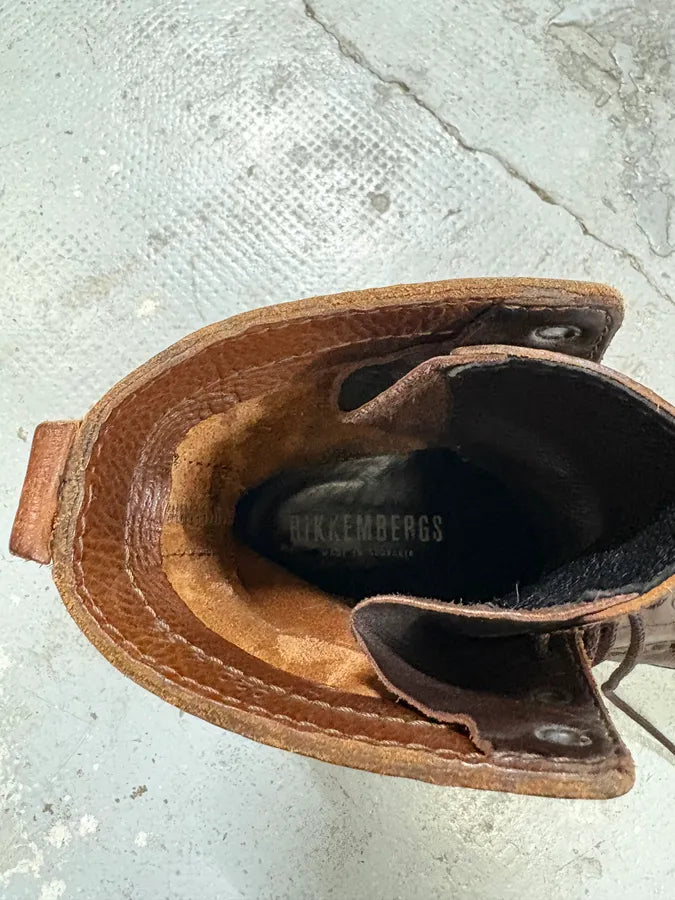 2000s Dirk Bikkembergs Brown Eroded Leather Combat Boots (44eu/us10) KNJmVXZ 10