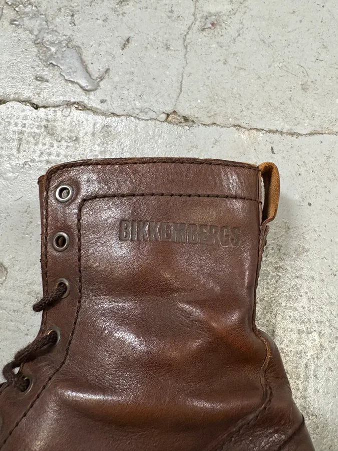 2000s Dirk Bikkembergs Brown Eroded Leather Combat Boots (44eu/us10) KNJmVXZ 6