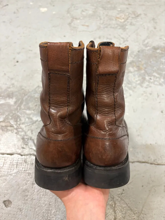 2000s Dirk Bikkembergs Brown Eroded Leather Combat Boots (44eu/us10) KNJmVXZ 7