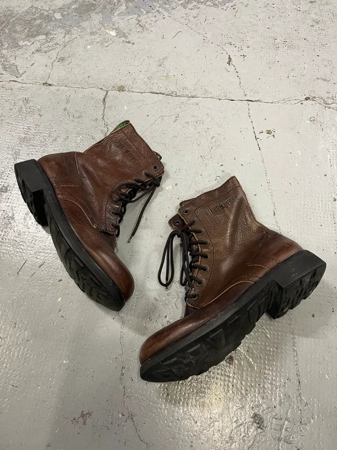 2000s Dirk Bikkembergs Brown Leather Combat Boots GFdxUlq 1