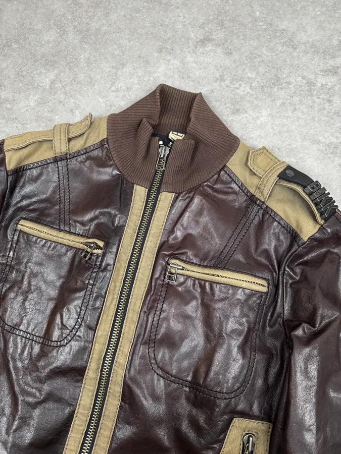 2000s Dirk Bikkembergs Brown Military Leather Jacket MCfnRgY 4