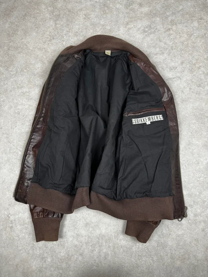 2000s Dirk Bikkembergs Brown Military Leather Jacket MCfnRgY 7