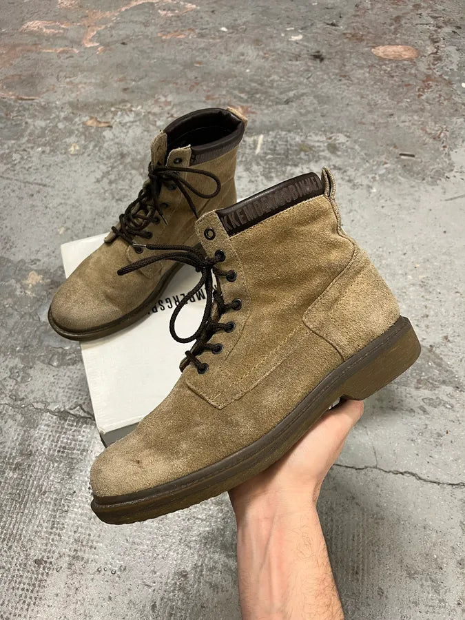 2000s Dirk Bikkembergs Brown Suede Leather Combat Boots ARJwrVN 0