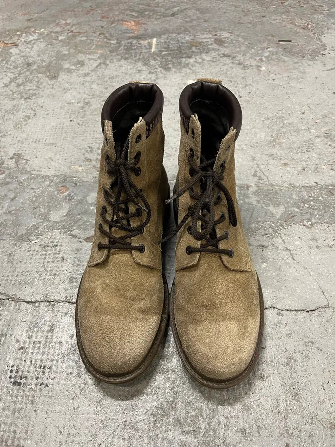 2000s Dirk Bikkembergs Brown Suede Leather Combat Boots ARJwrVN 3