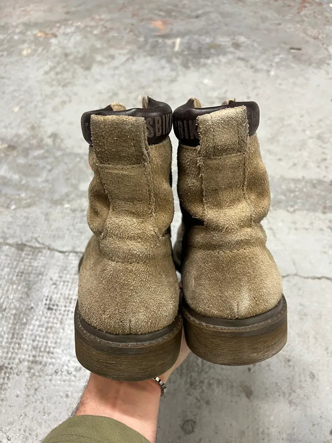 2000s Dirk Bikkembergs Brown Suede Leather Combat Boots ARJwrVN 4