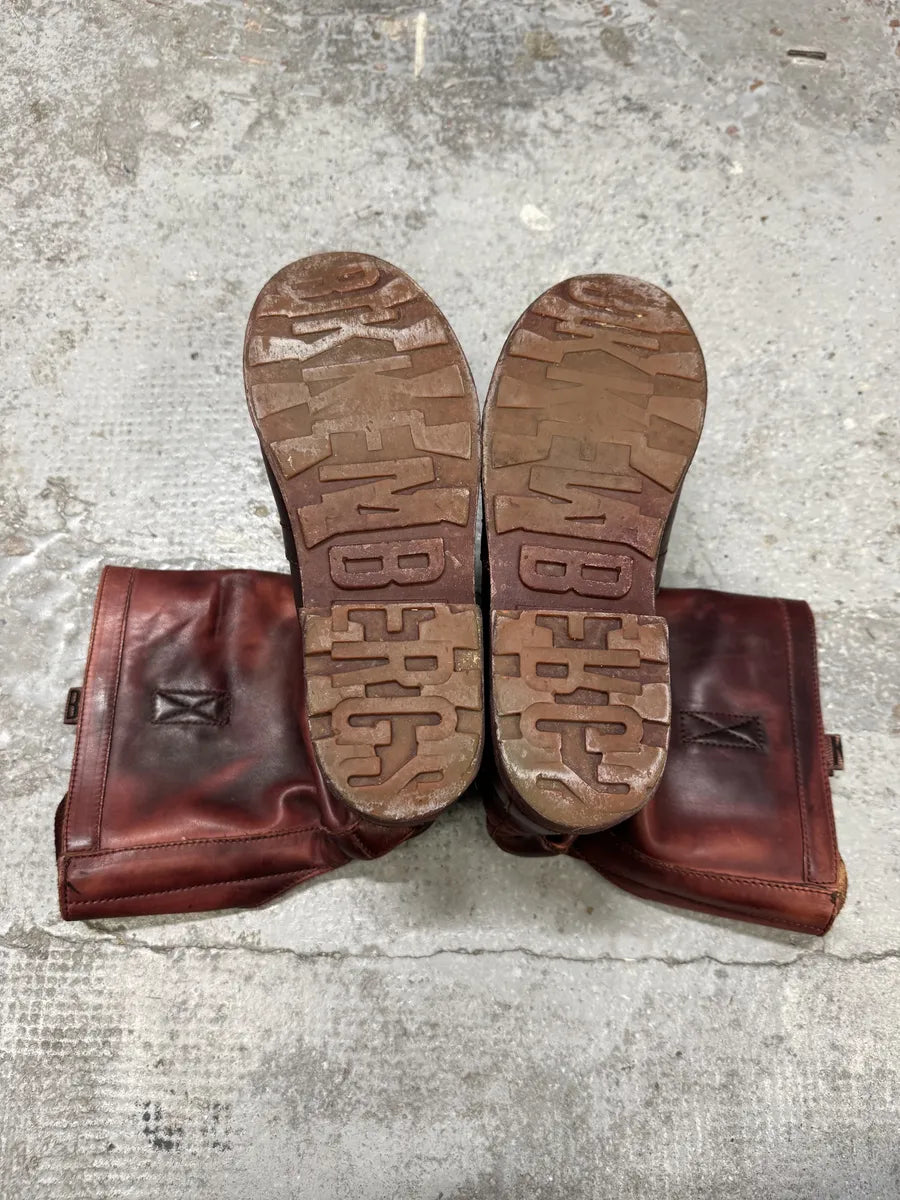 2000s Dirk Bikkembergs Burgundy Eroded Leather Ankle Boots mPERMTu 6