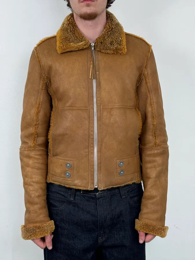 2000s Dirk Bikkembergs Camel Leather Shearling Jacket xUYtmrZ 1
