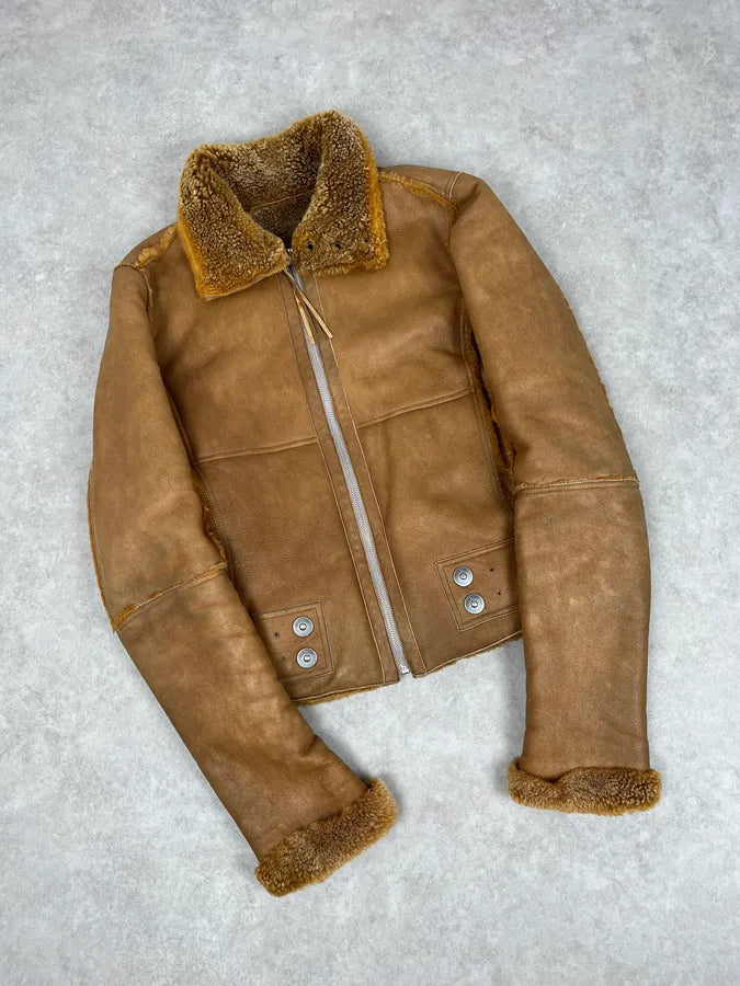 2000s Dirk Bikkembergs Camel Leather Shearling Jacket xUYtmrZ 4