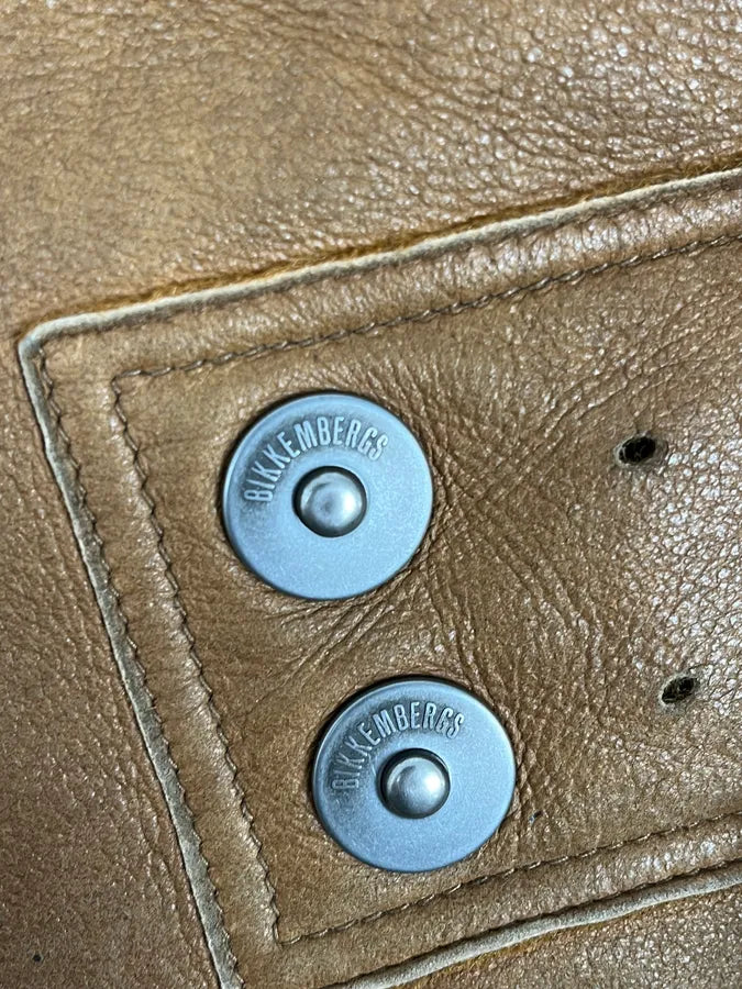 2000s Dirk Bikkembergs Camel Leather Shearling Jacket xUYtmrZ 9