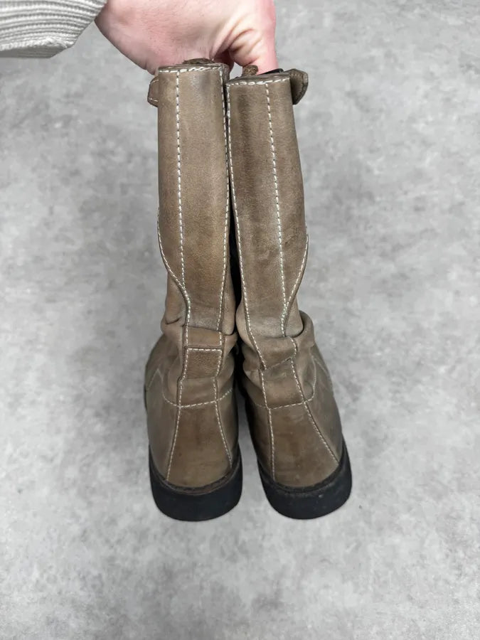 2000s Dirk Bikkembergs Eroded Grey Brown Leather Ankle Boots GNiBnGm 3