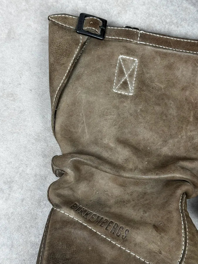 2000s Dirk Bikkembergs Eroded Grey Brown Leather Ankle Boots GNiBnGm 5
