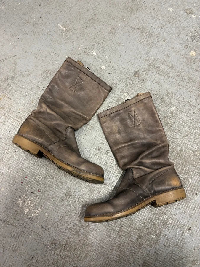 2000s Dirk Bikkembergs Grey Ankle Eroded Boots iBmOmPo 1