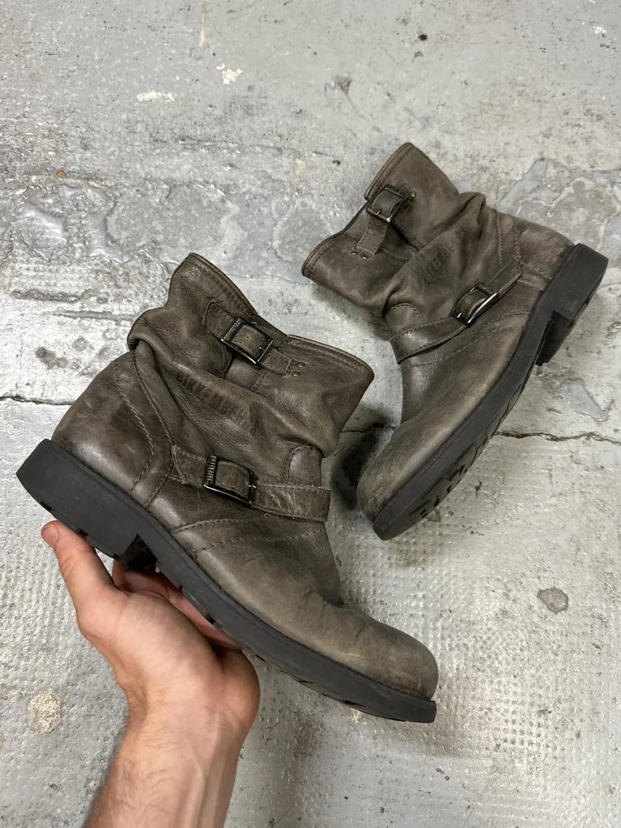 2000s Dirk Bikkembergs Grey Eroded Leather Boots ZzFboRR 0