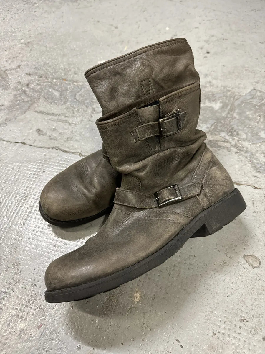 2000s Dirk Bikkembergs Grey Eroded Leather Boots ZzFboRR 1