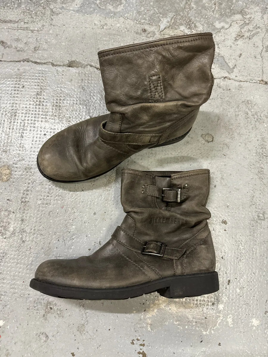 2000s Dirk Bikkembergs Grey Eroded Leather Boots ZzFboRR 4