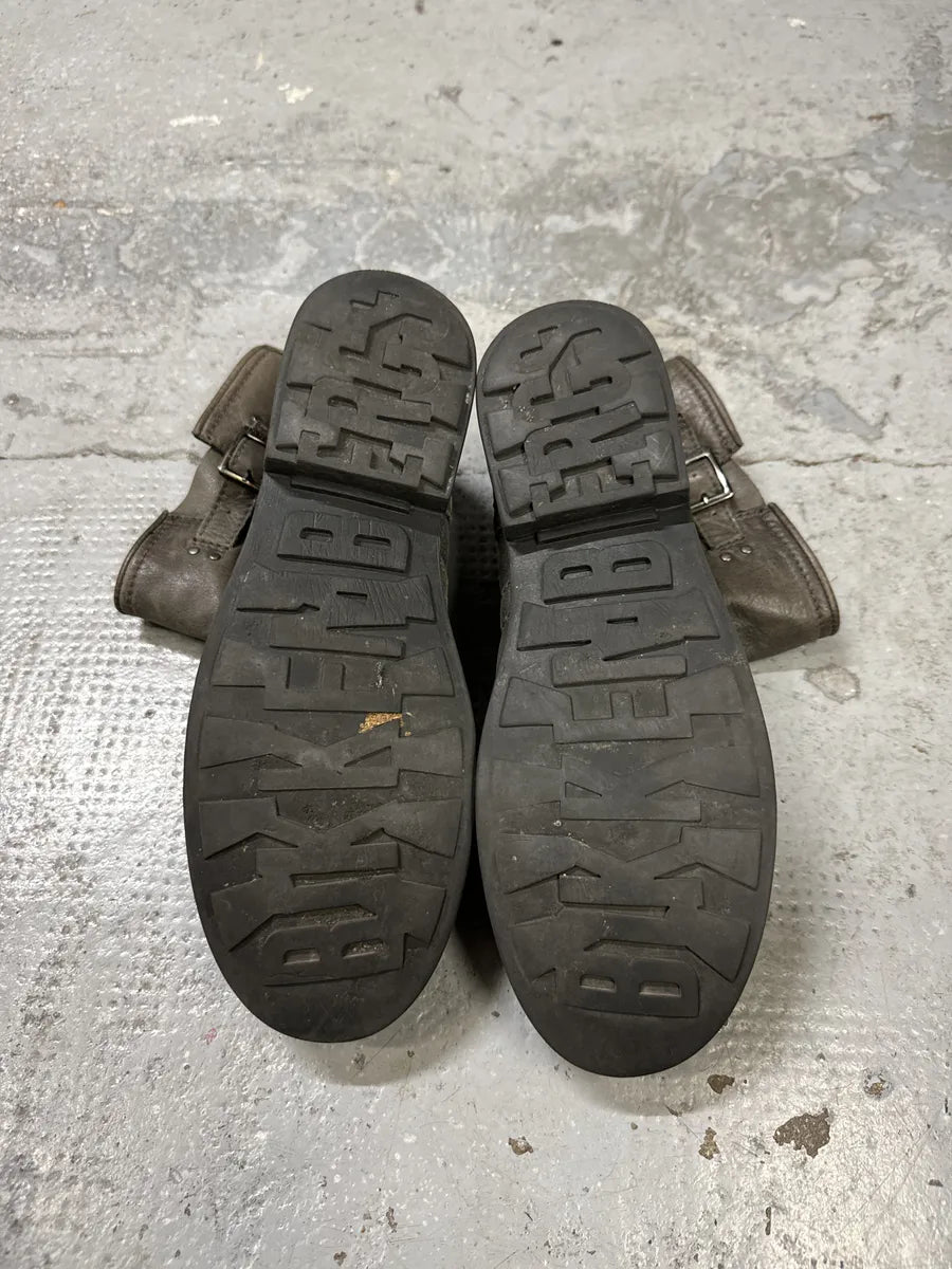 2000s Dirk Bikkembergs Grey Eroded Leather Boots ZzFboRR 6