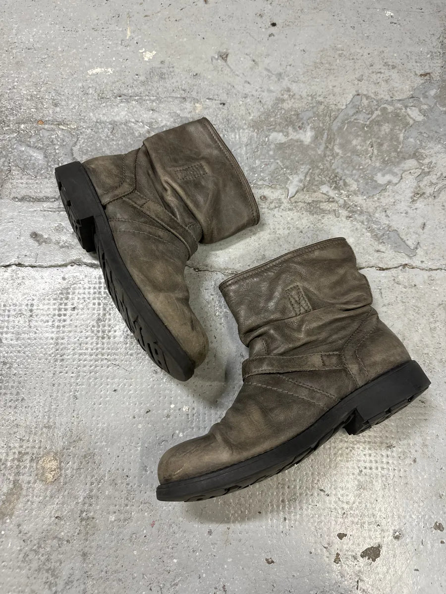 2000s Dirk Bikkembergs Grey Eroded Leather Boots ZzFboRR 7