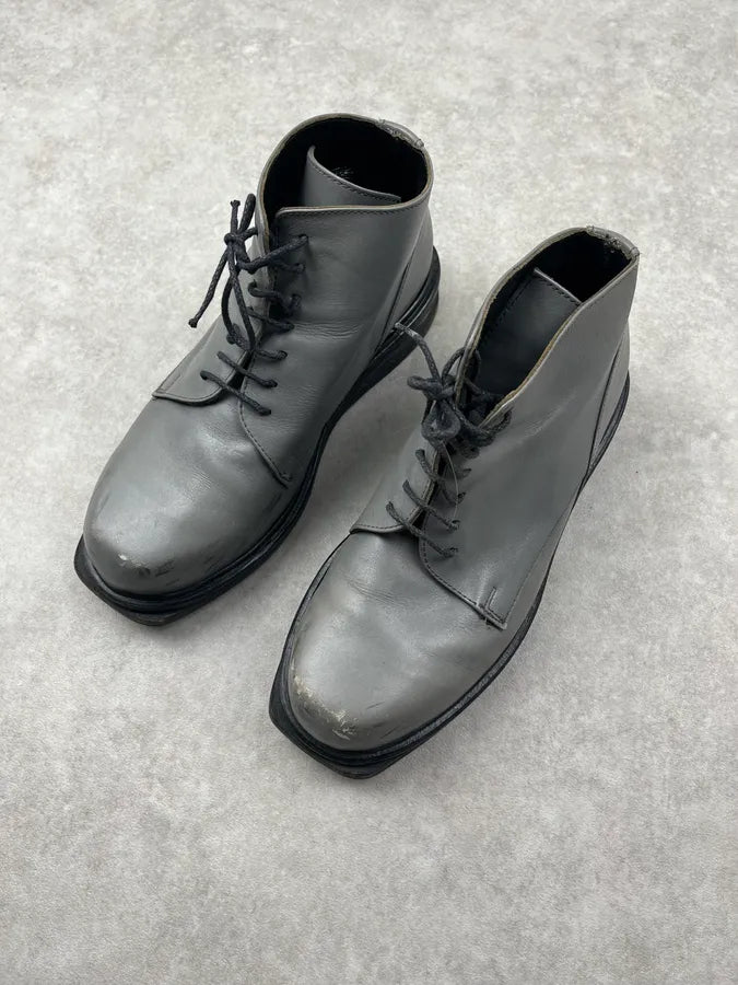 AW1996 Dirk Bikkembergs Grey Metallic Lace Up Boots MvTmdyg 4