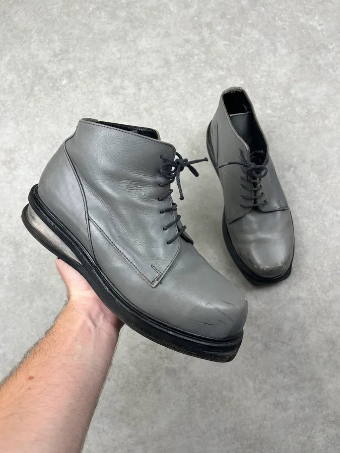AW1996 Dirk Bikkembergs Grey Metallic Lace Up Boots MvTmdyg 0