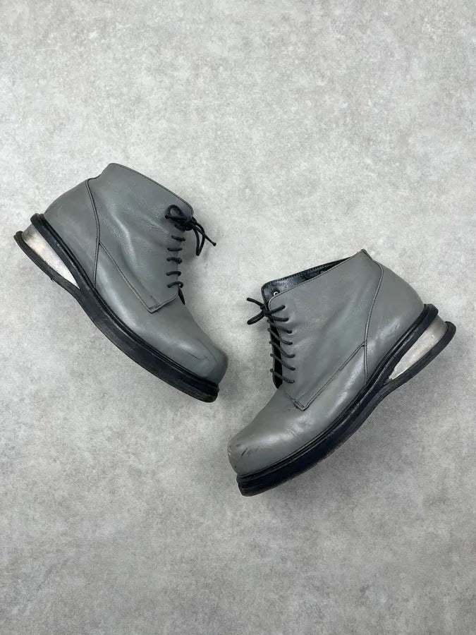 AW1996 Dirk Bikkembergs Grey Metallic Lace Up Boots MvTmdyg 3