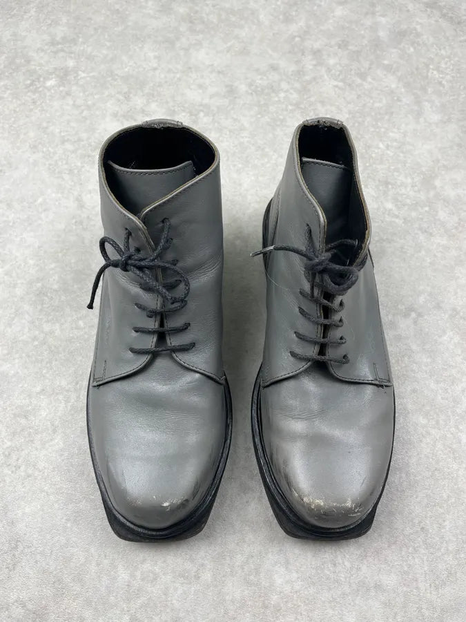 AW1996 Dirk Bikkembergs Grey Metallic Lace Up Boots MvTmdyg 2