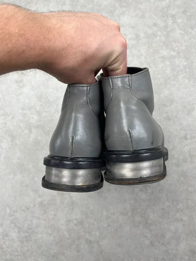 AW1996 Dirk Bikkembergs Grey Metallic Lace Up Boots MvTmdyg 5