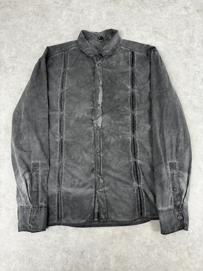AW2010 Dirk Bikkembergs Grey Washed Pleats Shirt ywoJrRL 0