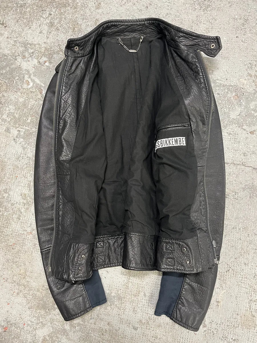2000s Dirk Bikkembergs Hybrid Biker Leather Jacket Black & Navy (S/M) lIQgkwx 7