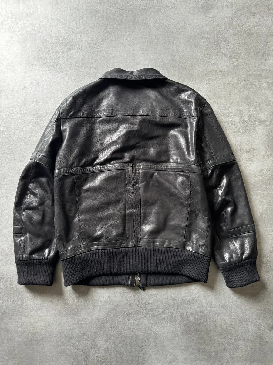 2000s Dirk Bikkembergs Multi Zips Biker Black Leather Jacket EOmGYkO 2