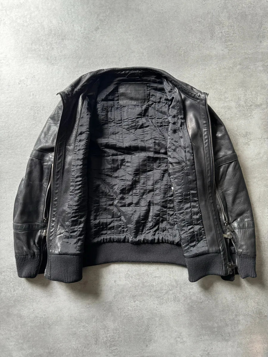 2000s Dirk Bikkembergs Multi Zips Biker Black Leather Jacket EOmGYkO 3