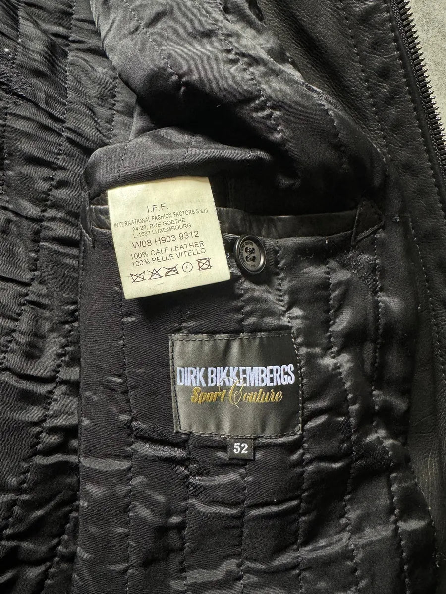 2000s Dirk Bikkembergs Multi Zips Biker Black Leather Jacket EOmGYkO 4