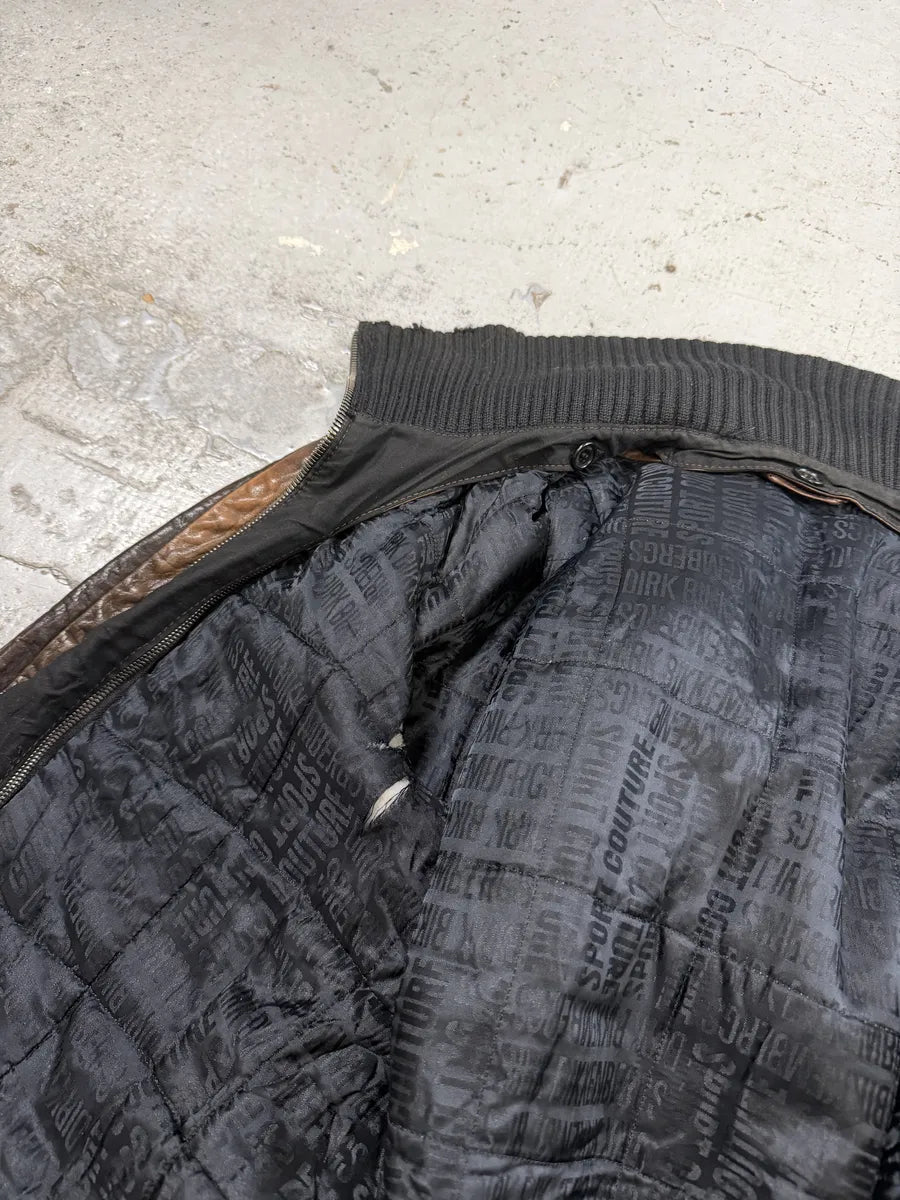 2000s Dirk Bikkembergs Multi Zips Brown Eroded Leather Jacket  KaVtpvY 8