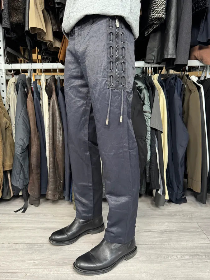 2000s Dirk Bikkembergs Navy Laced Contemporary Pants LKqYSCn 2