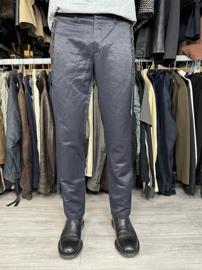 2000s Dirk Bikkembergs Navy Laced Contemporary Pants LKqYSCn 3