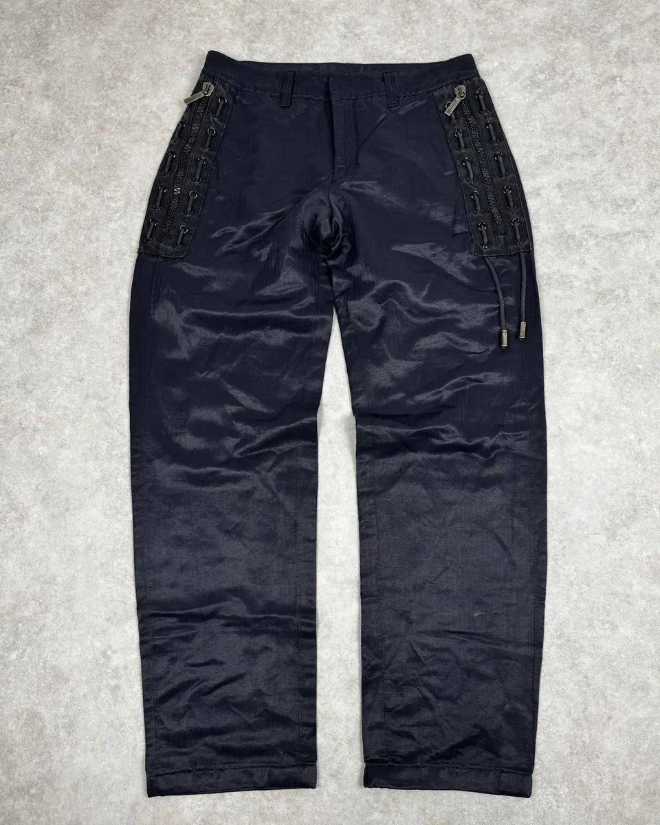 2000s Dirk Bikkembergs Navy Laced Contemporary Pants LKqYSCn 0