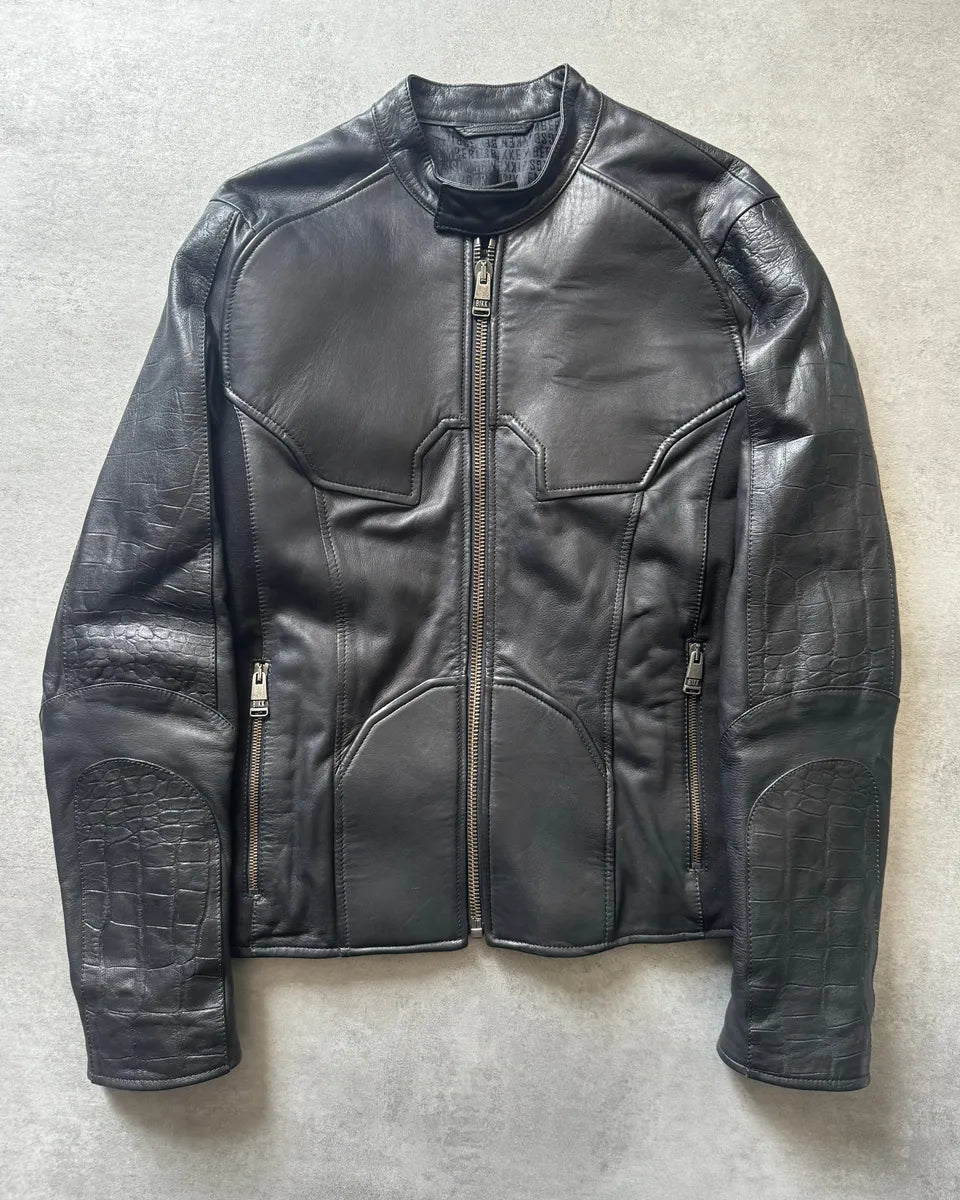2000s Dirk Bikkembergs Strong Front Panel Biker Leather Jacket PnOKCvL 1