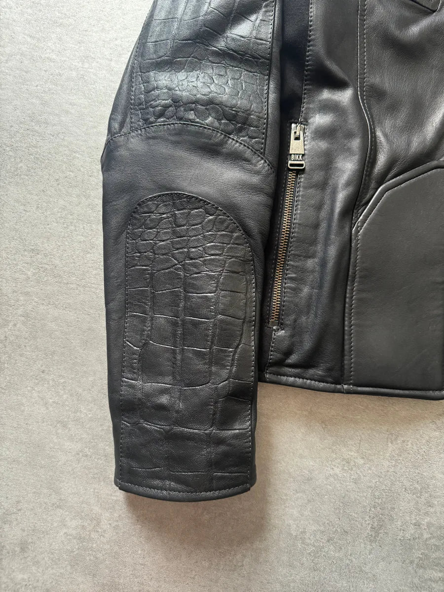 2000s Dirk Bikkembergs Strong Front Panel Biker Leather Jacket PnOKCvL 10