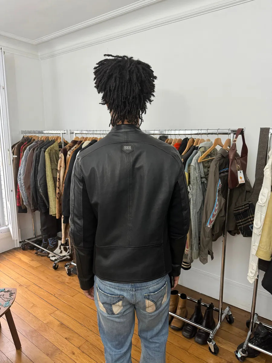 2000s Dirk Bikkembergs Strong Front Panel Biker Leather Jacket PnOKCvL 2