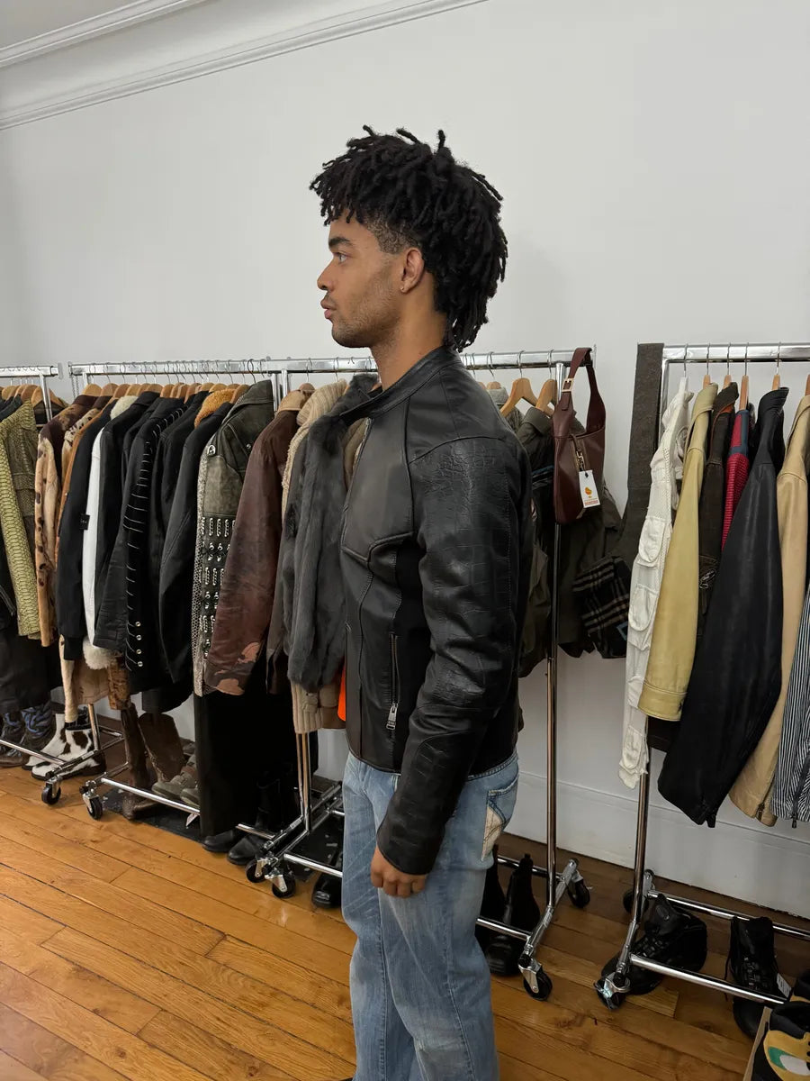 2000s Dirk Bikkembergs Strong Front Panel Biker Leather Jacket PnOKCvL 4