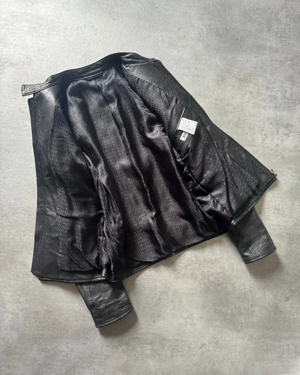 2000s Dirk Bikkembergs Strong Front Panel Biker Leather Jacket PnOKCvL 9