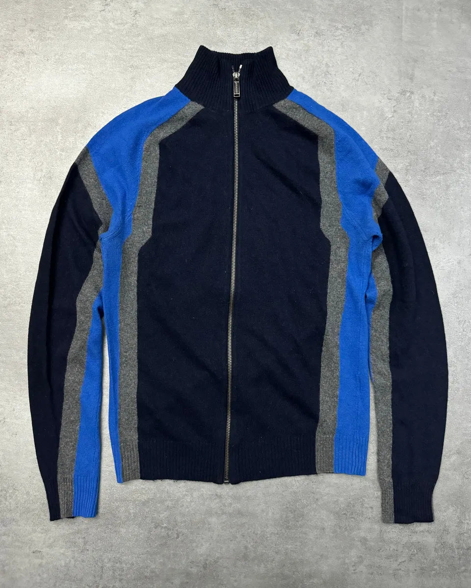 2000s Dirk Bikkembergs Structural Klein Wool Zip-up Sweater (S) 0