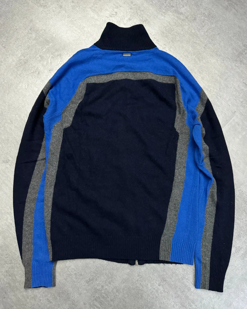 2000s Dirk Bikkembergs Structural Klein Wool Zip-up Sweater (S) 1